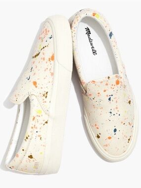 Madewell Sidewalk Slip On Sneakers Paint Splatter Canvas Womens 8.5
